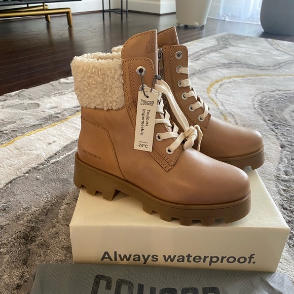 NWT COUGAR Caramel Waterproof Leather Stella Lined Boots - Picture 11 of 14